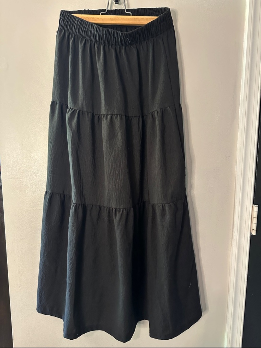 Black Tiered Hem Maxi Skirt, 8